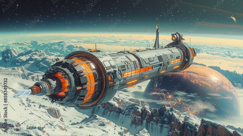 Paper craft futuristic space station orbiting a distant planet, perfect for sci-fi concept art. Illustration, Minimalism, Paper craft futuristic space station orbiting a distant planet, perfect for sci-fi concept art. Illustration, Minimalism,