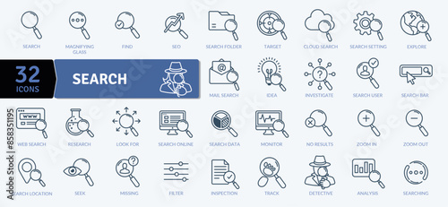Search Icons Pack. To look somewhere carefully in order to find something