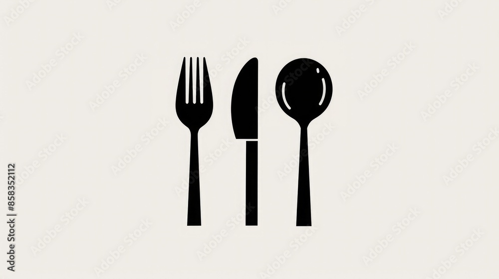 logo of cutlery, spoon fork knife in the shape, flat design, bkack and white illustration logo of cutlery, spoon fork knife in the shape, flat design, bkack and white illustration