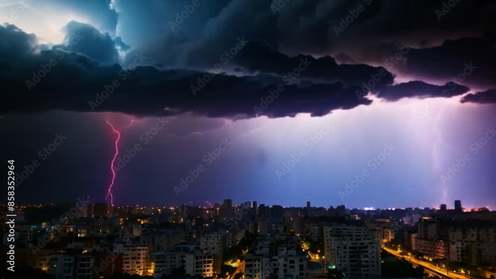 Lightning storm over city in blue light black dark sky rain night urban cloudy weather full hd 4k video download Lightning storm over city in blue light black dark sky rain night urban cloudy weather full hd 4k video download