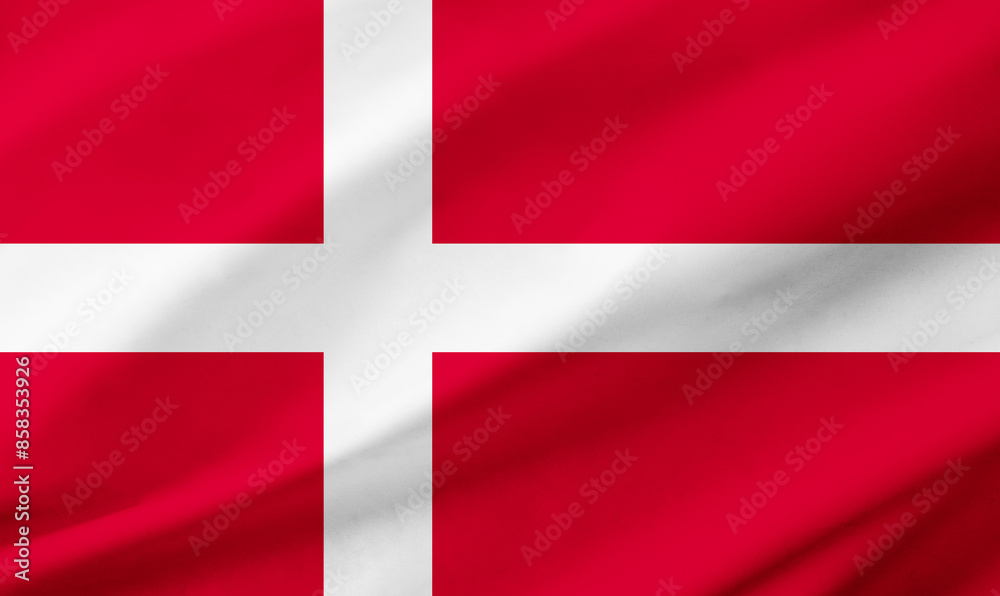 Fototapeta premium Denmark flag background with waving fabric texture