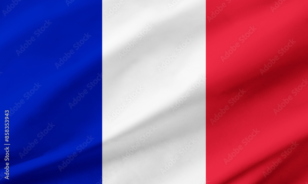 France flag background with waving fabric texture France flag background with waving fabric texture