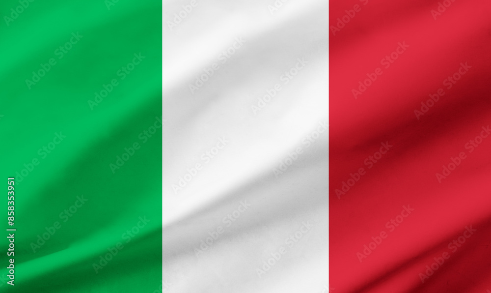 Italy flag background with waving fabric texture Italy flag background with waving fabric texture