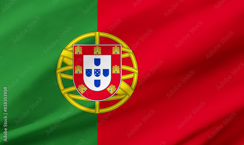Portugalflag background with waving fabric texture Portugalflag background with waving fabric texture