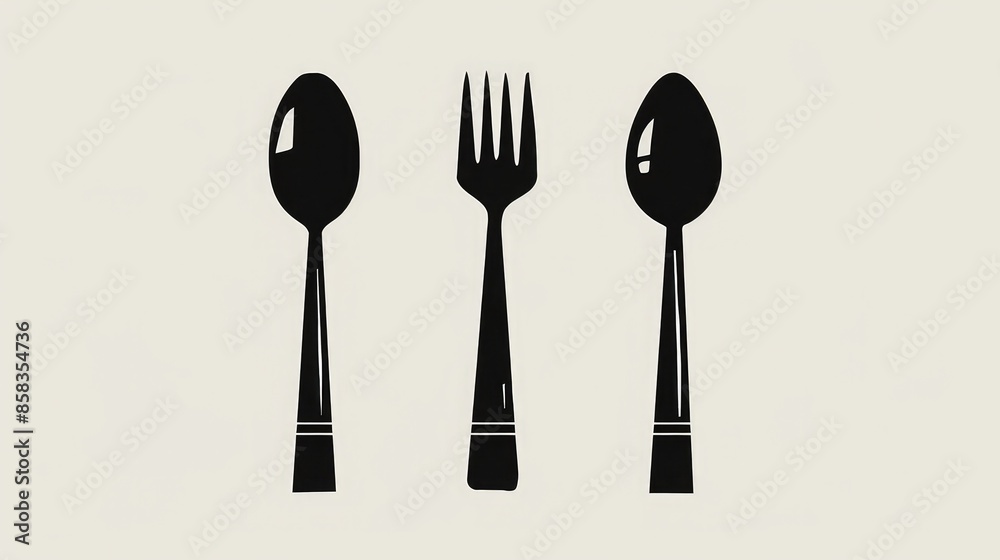 logo of cutlery, spoon fork knife in the shape, flat design, bkack and white illustration logo of cutlery, spoon fork knife in the shape, flat design, bkack and white illustration