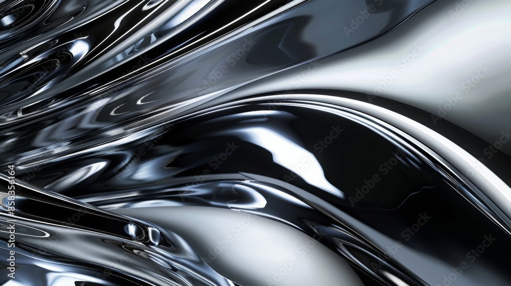 Abstract black and white metallic swirl creating a fluid, dynamic pattern. Abstract black and white metallic swirl creating a fluid, dynamic pattern.