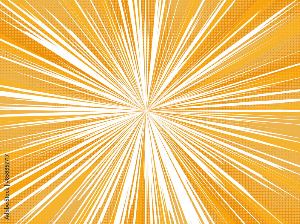 Fototapeta premium Yellow comic background with halftone style