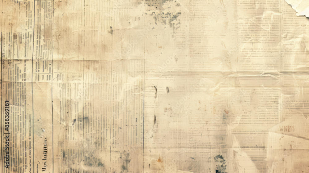 Fototapeta premium Vintage newspaper background with an old, blurry texture. Perfect for adding text, images, or a collage effect.
