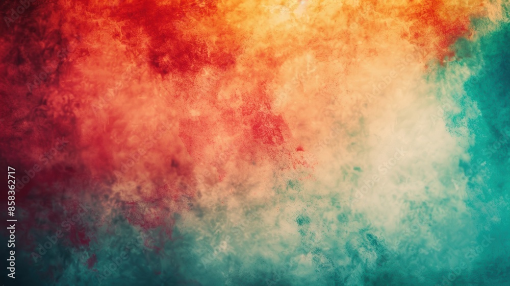Obraz premium Abstract watercolor gradient background in red, orange, and teal hues