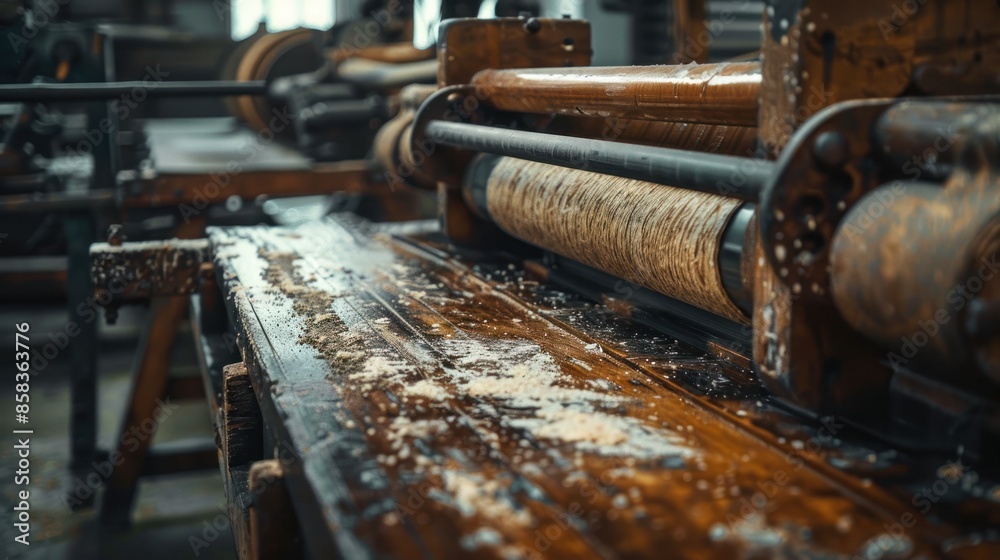 close up of a traditional papermaking machine close up of a traditional papermaking machine