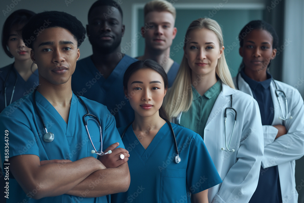 A portrait of a diverse healthcare team including nursing students, medical students, and junior doctors A portrait of a diverse healthcare team including nursing students, medical students, and junior doctors