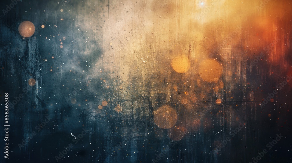 Fototapeta premium Abstract pixelated film texture with grain dust and bokeh lights