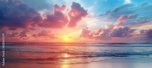 close-up Stunning colorful sunset sky with clouds on the horizon of the South Pacific Ocean. bali landscape in beach. Luxury travel.