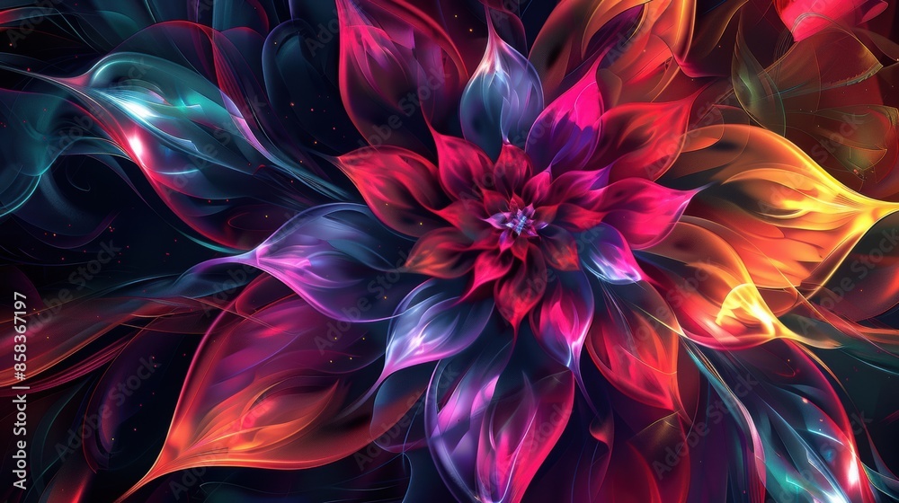 Abstract neon flower banner background Abstract neon flower banner background