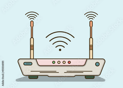 Wireless wifi router and internet access point flat illustration