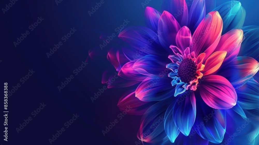 Close-up abstract neon flower with vibrant colors Close-up abstract neon flower with vibrant colors