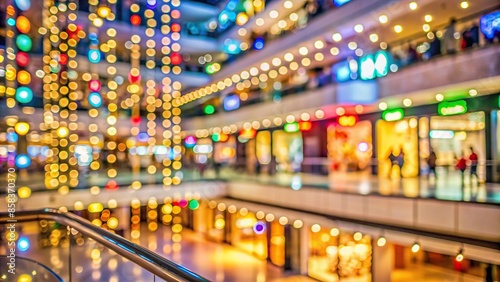 Shopping mall with colorful bokeh light in background, shopping, mall, bokeh, colorful, lights, festive © mahat