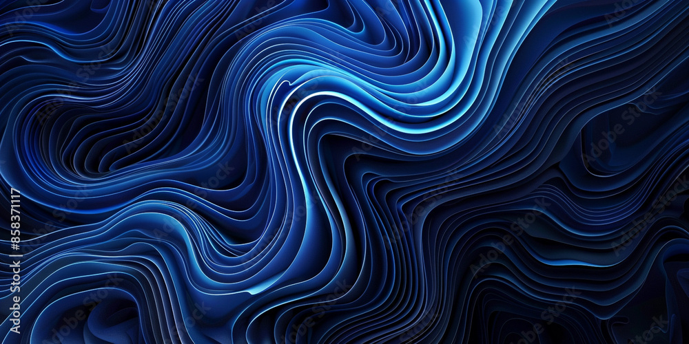 Blue background with waves of light and dark lines Blue background with waves of light and dark lines