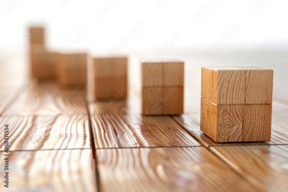 closeup of wooden blocks arranged in ascending order symbolizing business growth and development 3d render closeup of wooden blocks arranged in ascending order symbolizing business growth and development 3d render