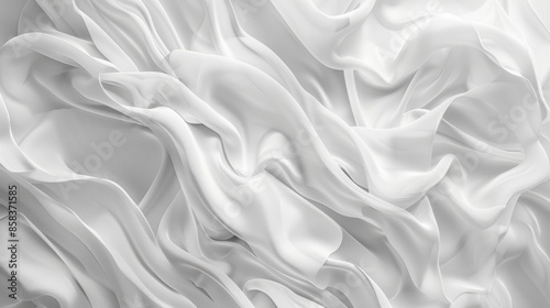 White fabric texture background: soft waves and subtle shadows