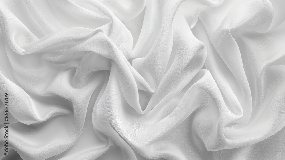 White fabric texture with soft waves and folds White fabric texture with soft waves and folds