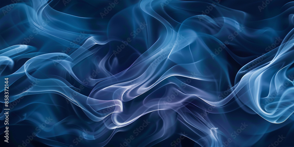 Obraz premium Blue glowing light background with smoke and swirls