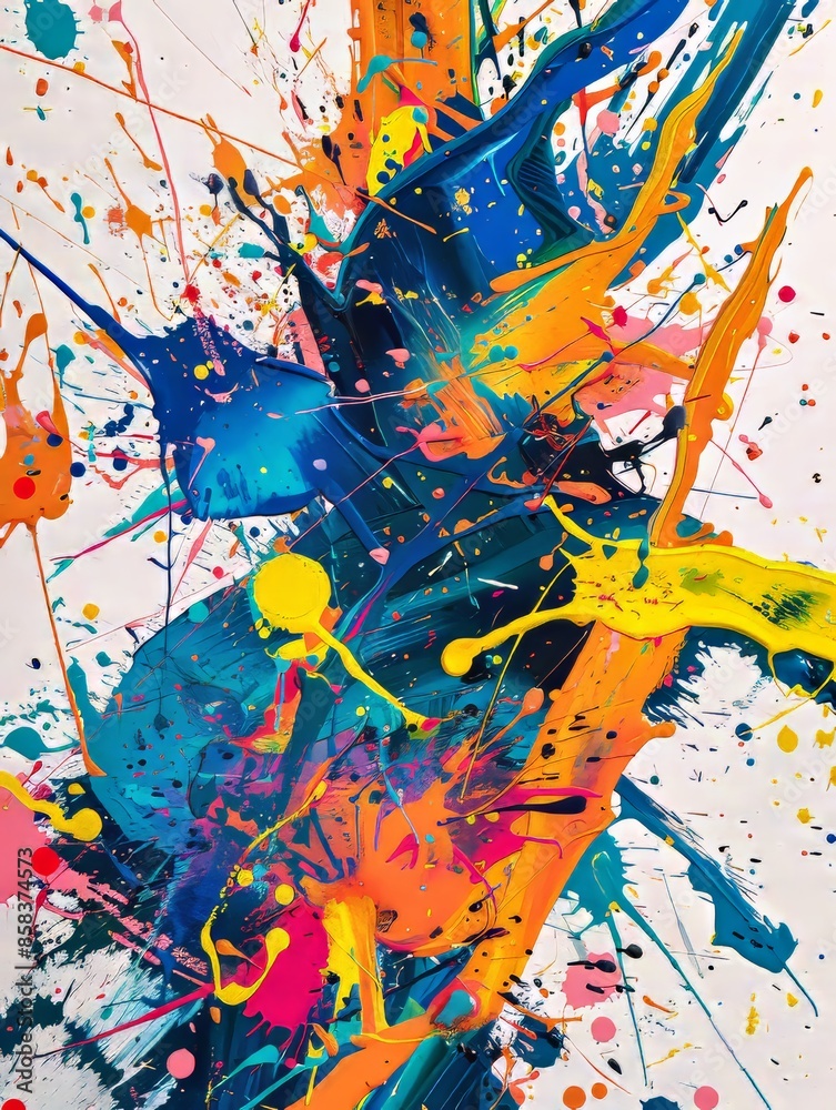 Chaotic and Vibrant Dynamic Paint Splashes in Abstract Composition - Artistic Colorful Background Illustration. Chaotic and Vibrant Dynamic Paint Splashes in Abstract Composition - Artistic Colorful Background Illustration.
