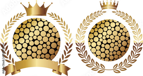 ゴルフボールのエンブレム2種セット　ゴールド