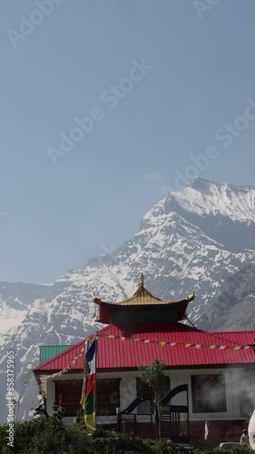 Wallpaper Mural 4K shot of majestic Sissu Monastery in Lahaul valley in Himachal Pradesh, India. Nature landscape. Torontodigital.ca