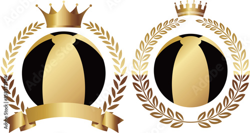 ビーチボールのエンブレム2種セット　ゴールド