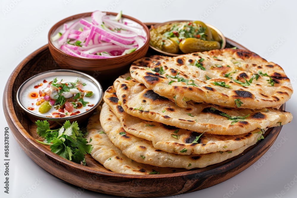 Indian Flatbread with Accompaniments Indian Flatbread with Accompaniments