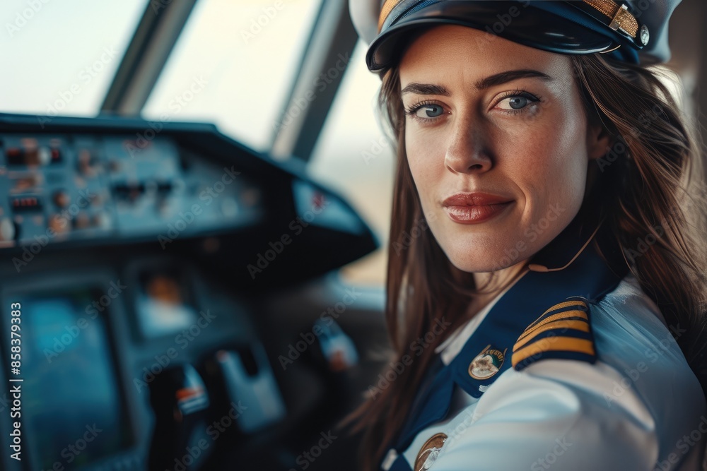 Beautiful Pilot in Classic Airline Attire Beautiful Pilot in Classic Airline Attire