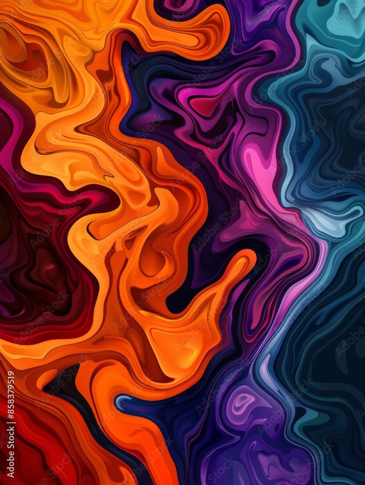 Fluid and Dynamic Warm and Cool Colors Abstract Composition Mixing Modern Artistic Shapes Fluid and Dynamic Warm and Cool Colors Abstract Composition Mixing Modern Artistic Shapes