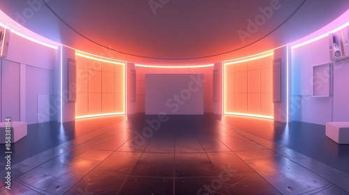 immersive 360degree panorama of minimalistic studio with bright lights hdri vr environment 3d illustration © Bijac