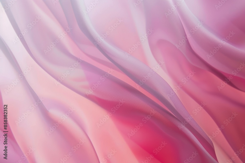 Abstract pink and white blurred gradient background with soft waves of fabric