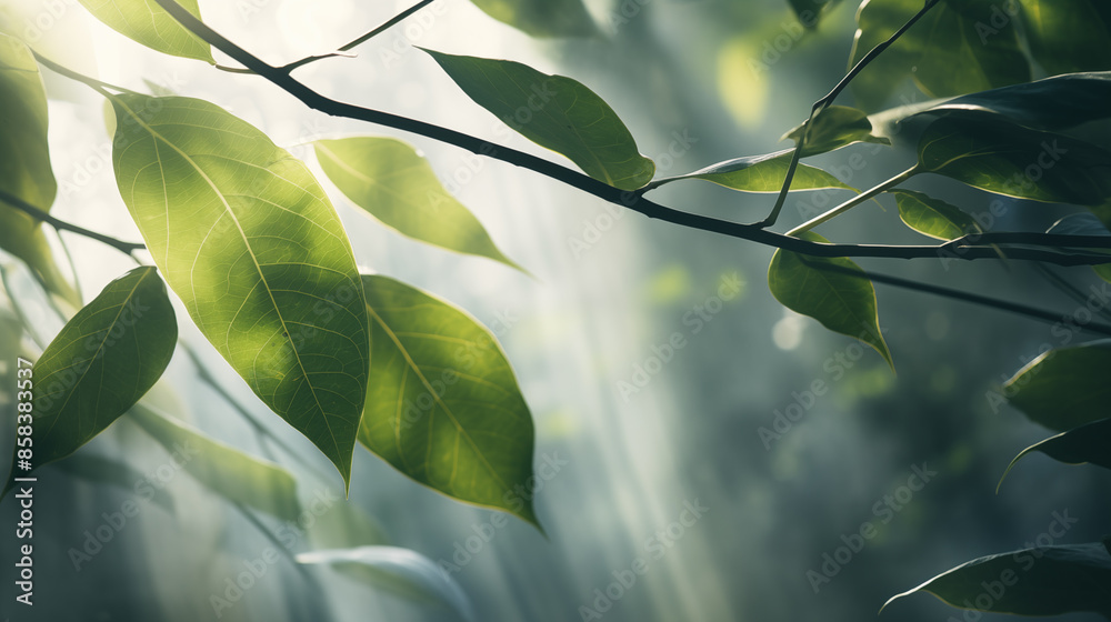 Tranquil Sunlit Leaves in Minimalist Capture Tranquil Sunlit Leaves in Minimalist Capture