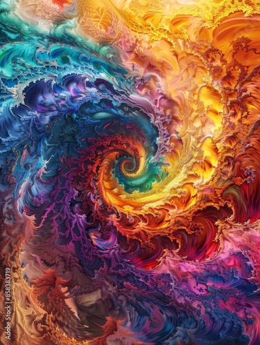 Abstract Rainbow Fractal PatternVibrant Colors and Complex Shapes