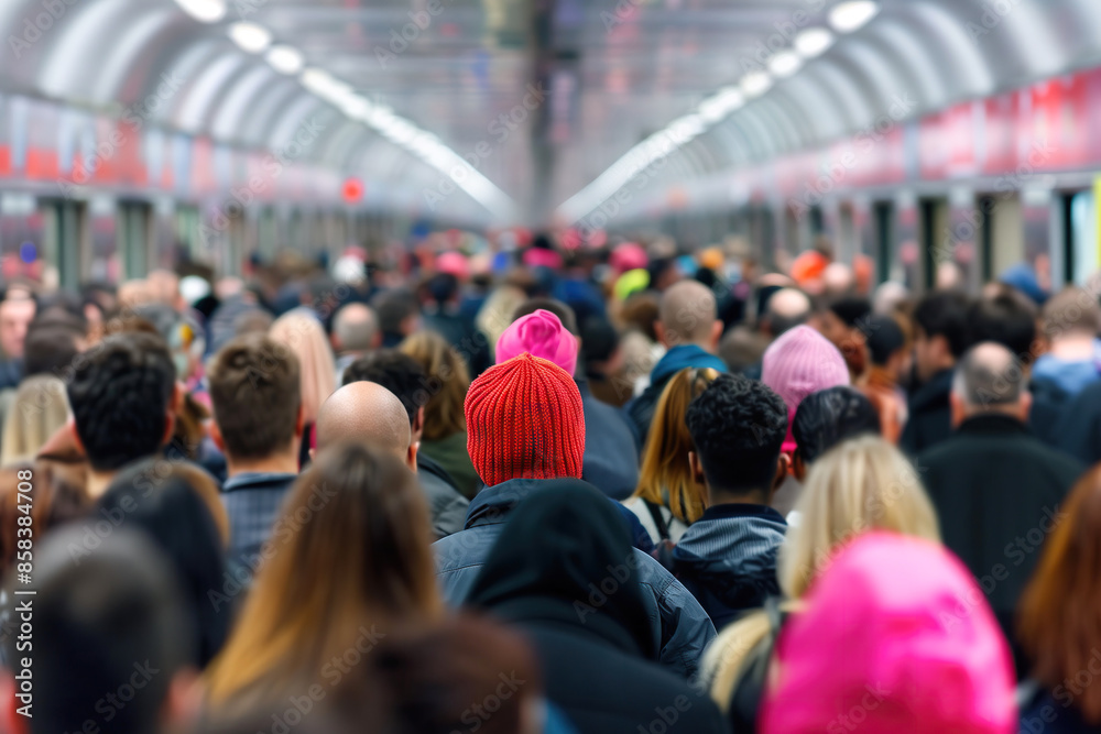 custom made wallpaper toronto digitalCrowded Subway Tunnel With Commuters During Rush Hour