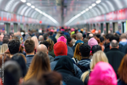 Wallpaper Mural Crowded Subway Tunnel With Commuters During Rush Hour Torontodigital.ca
