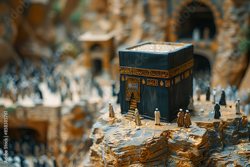 MECCA, SAUDI ARABIA - FEBRUARY 7: Muslim pilgrims, from all around the World, revolving around the Kaaba photo