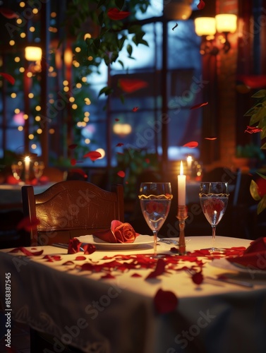 Romantic Candlelit Dinner for Two in Elegant Restaurant Setting