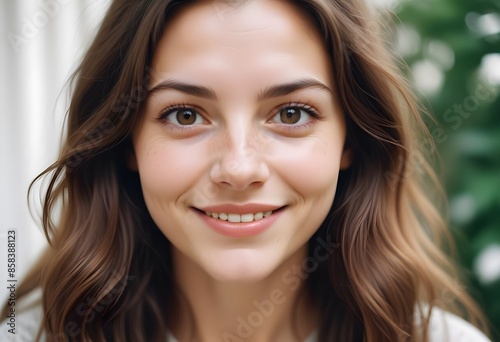 Portrait of a young beautiful cheerful charming woman smiling on a clean background 