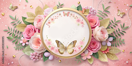 Cute baby shower design. Congratulations card for a newborn girl. It's a girl! Copy space. Card, invitation, banner, flyer. 