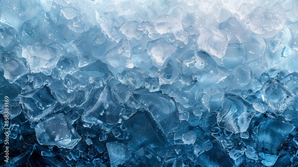 Ice texture background. The textured cold frosty surface of ice block on blue background. Ice texture background. The textured cold frosty surface of ice block on blue background.