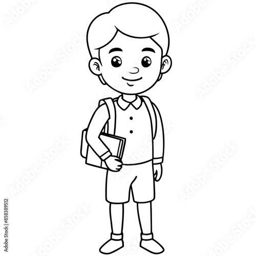 Schoolboy vector line art icon