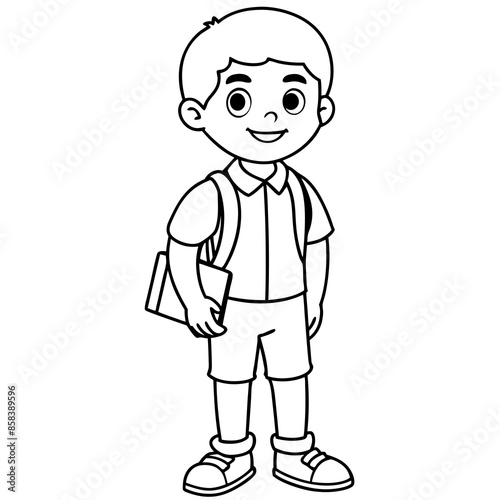 Schoolboy vector line art icon