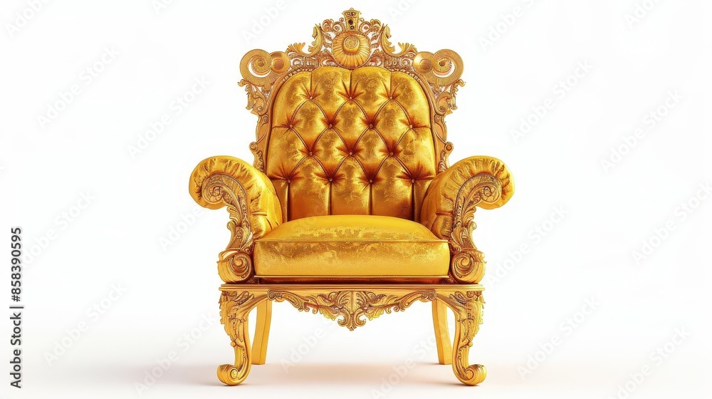 luxury golden throne isolated on white background 3d illustration royal chair concept luxury golden throne isolated on white background 3d illustration royal chair concept