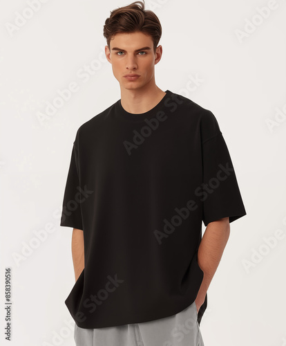The Perfect mockup Black T-Shirt on white background