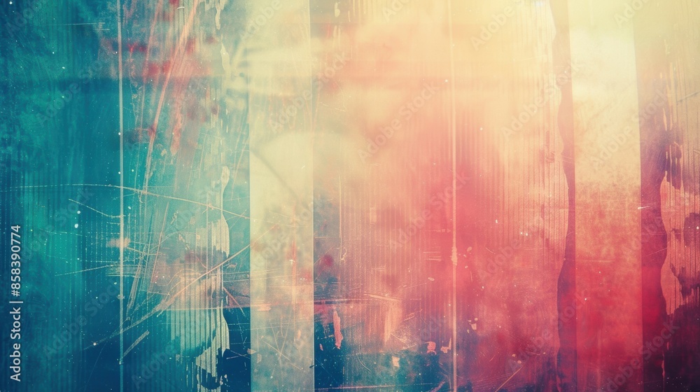 Naklejka premium Retro film scratches and faded hues abstract background