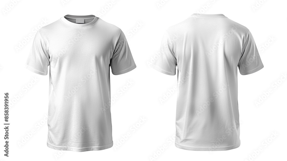 front and back view of blank white t shirt for design presentation mockup or print advertising isolated white background. front and back view of blank white t shirt for design presentation mockup or print advertising isolated white background.